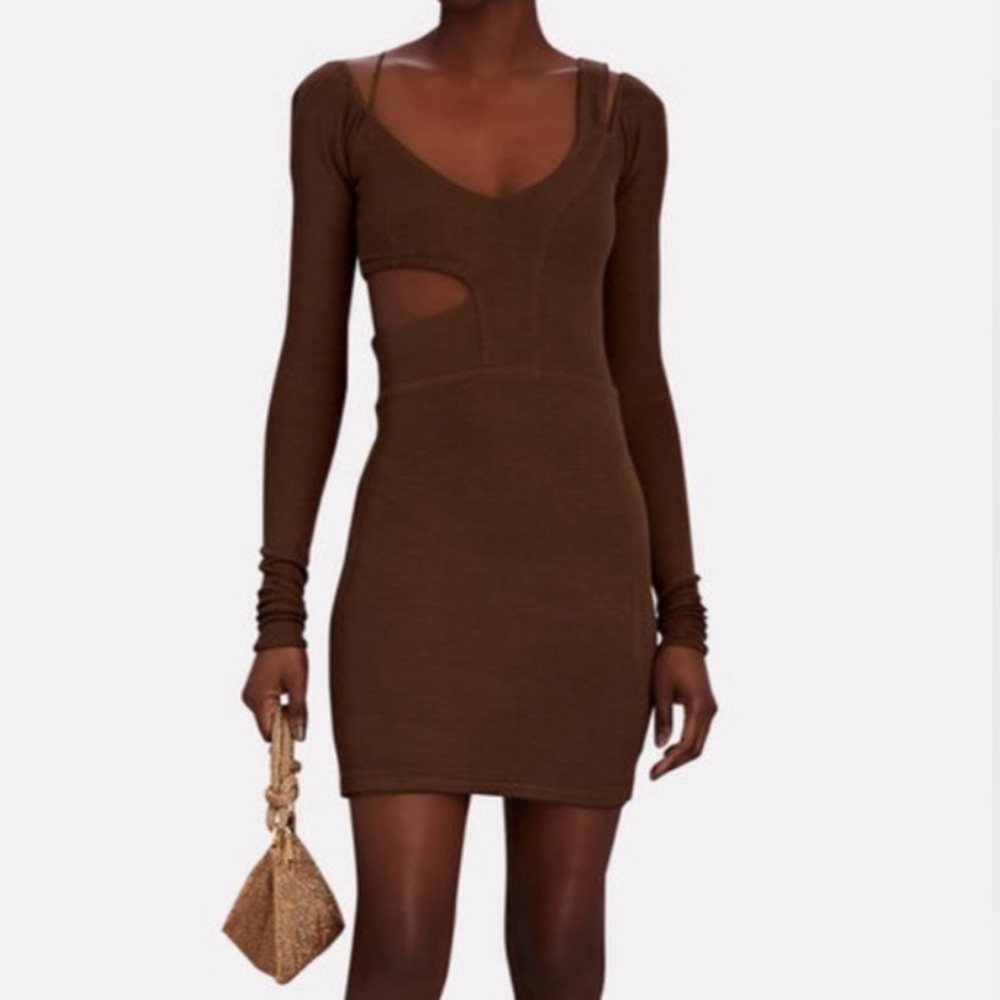 LAMA JOUNI Redefining Essential Brown Cut Out Dress